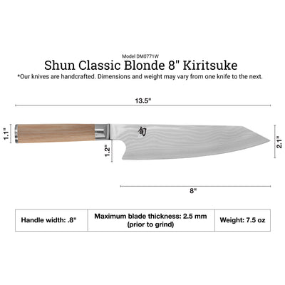 Shun Classic Blonde Kiritsuke Knife, 8-in - Kitchen Universe