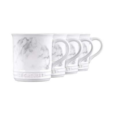 Le Creuset Stoneware Set of 4 Mugs, 14-Ounces, Marble - Kitchen Universe