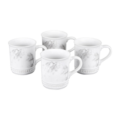Le Creuset Stoneware Set of 4 Mugs, 14-Ounces, Marble - Kitchen Universe