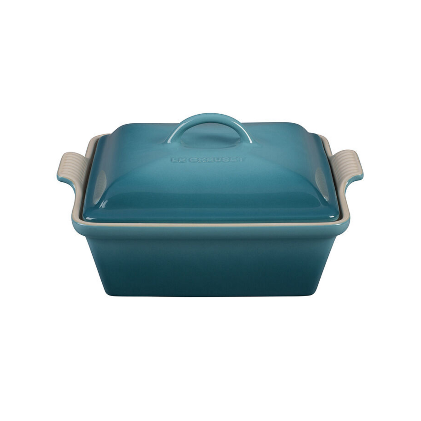 Le Creuset Stoneware Heritage Square Casserole With Lid, 2.5-Quart, Caribbean - Kitchen Universe