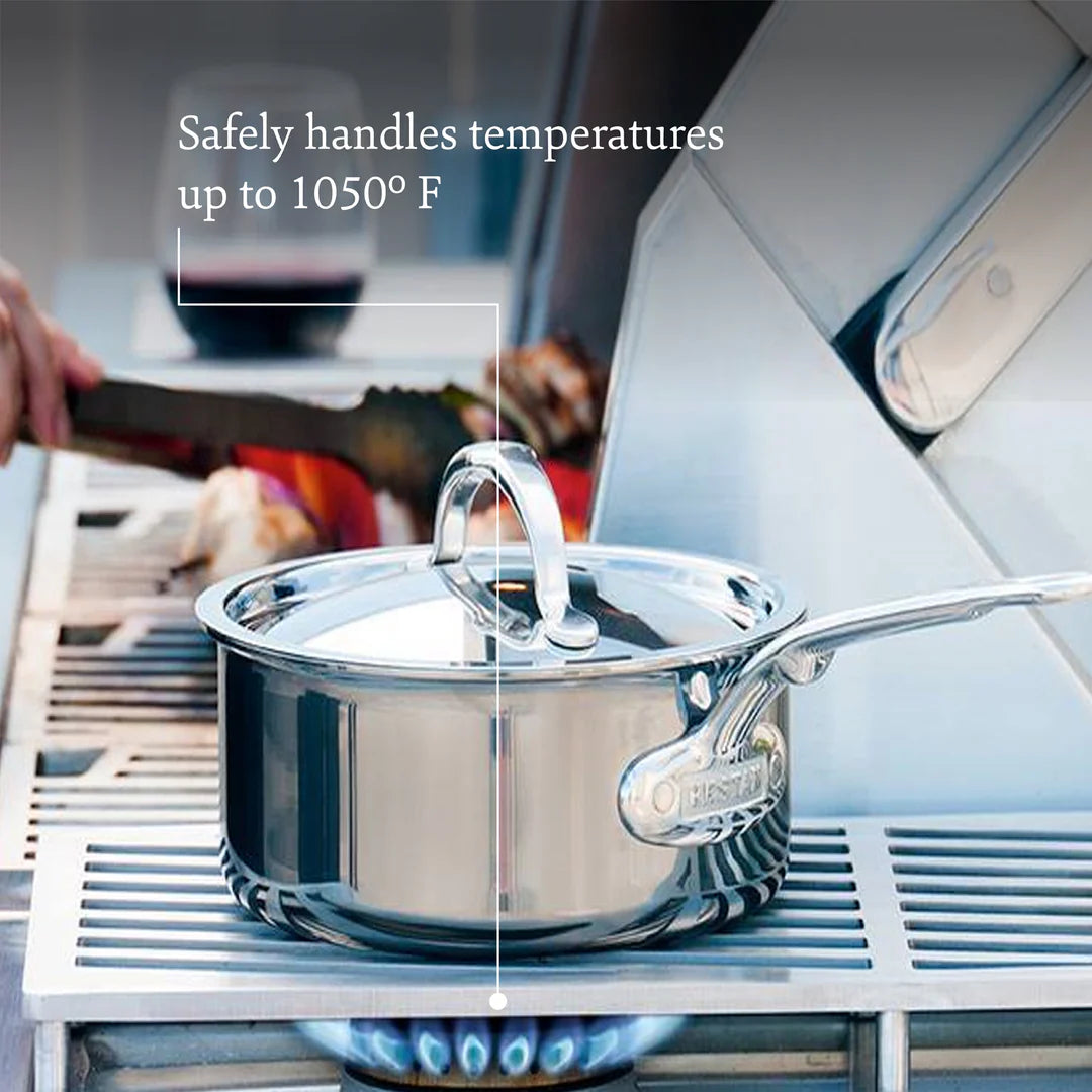 Hestan NanoBond Titanium Stainless Steel Sauce Pan With Lid, 1.5-Quart - Kitchen Universe