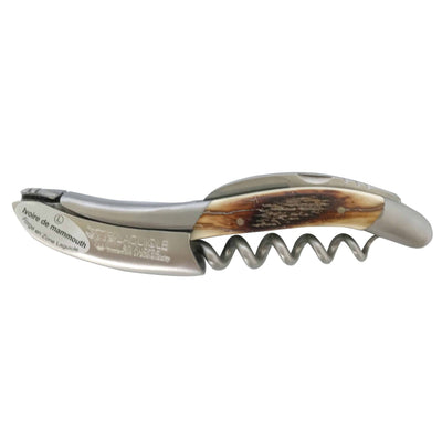 Laguiole en Aubrac Deluxe Sommelier Waiter's Corkscrew Matte Bolster with Mammoth Ivory Crust Handle - Kitchen Universe