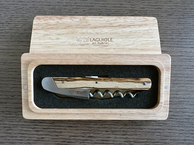 Laguiole en Aubrac Deluxe Sommelier Waiter's Corkscrew with Beechwood Handle, Andre & Michel Bras Edition - Kitchen Universe