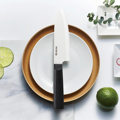 Kyocera Innovation Ceramic Santoku Knife Black Handle, Newest Generation - Kitchen Universe