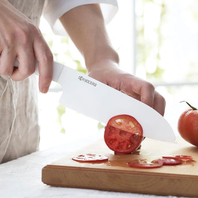 Kyocera Innovation Ceramic Santoku Knife White Handle, Newest Generation - Kitchen Universe