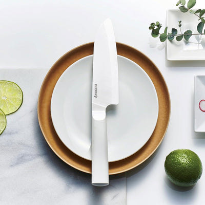 Kyocera Innovation Ceramic Santoku Knife White Handle, Newest Generation - Kitchen Universe
