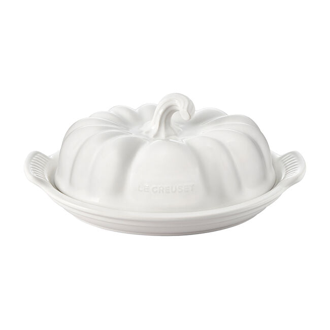 Le Creuset Pumpkin Butter Dish 6" x 4.25", White - Kitchen Universe