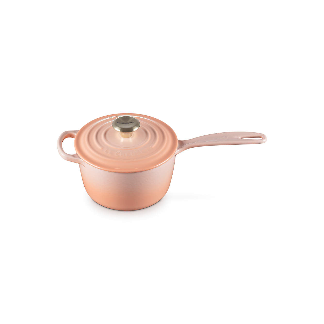 Le Creuset Signature Enameled Cast Iron Sauce Pan with Lid, 1.75-Quart, Peche - Kitchen Universe