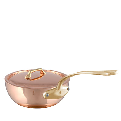 Mauviel M'heritage M200B Copper Curved Splayed Sauté Pan w/Lid, Bronze Handles 2 qt - Kitchen Universe