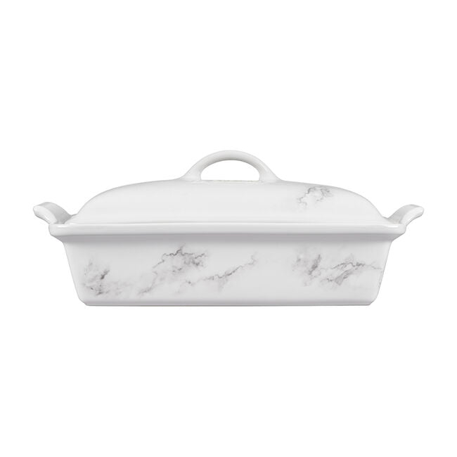 Le Creuset Heritage Stoneware Rectangular Casserole With Lid, 4-Quart, Marble - Kitchen Universe