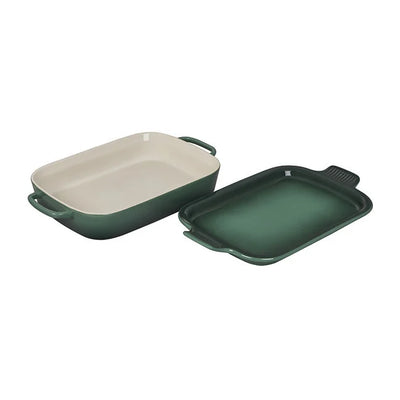 Le Creuset Stoneware Rectangular Dish with Platter Lid, 3-Quart, Artichaut - Kitchen Universe