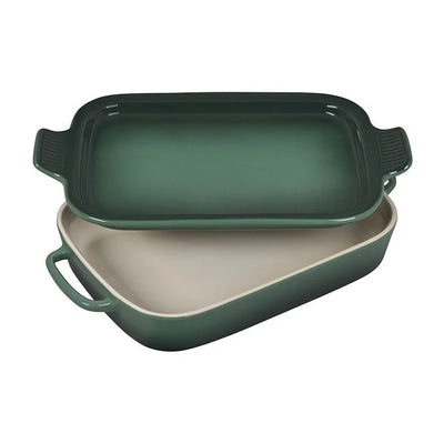 Le Creuset Stoneware Rectangular Dish with Platter Lid, 3-Quart, Artichaut - Kitchen Universe