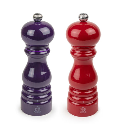 Peugeot Paris u'Select Pepper & Salt Mill, Eggplant and Passion Red Lacquer 7-in - Kitchen Universe