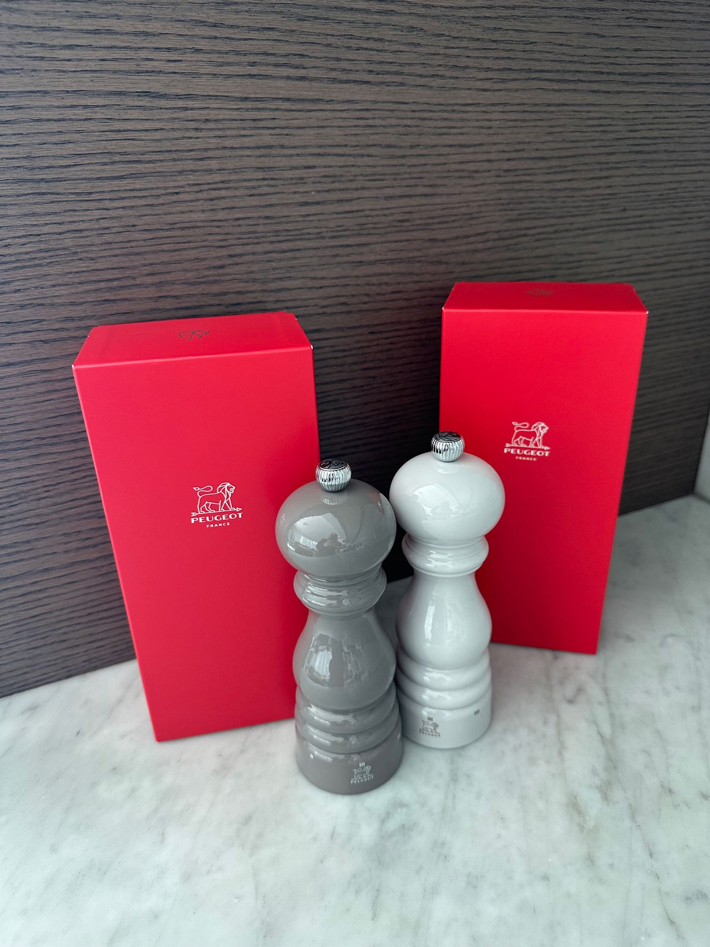 Peugeot Paris u'Select Pepper & Salt Mill Set 7-in, Taupé and Pearl Grey - Gift Boxed