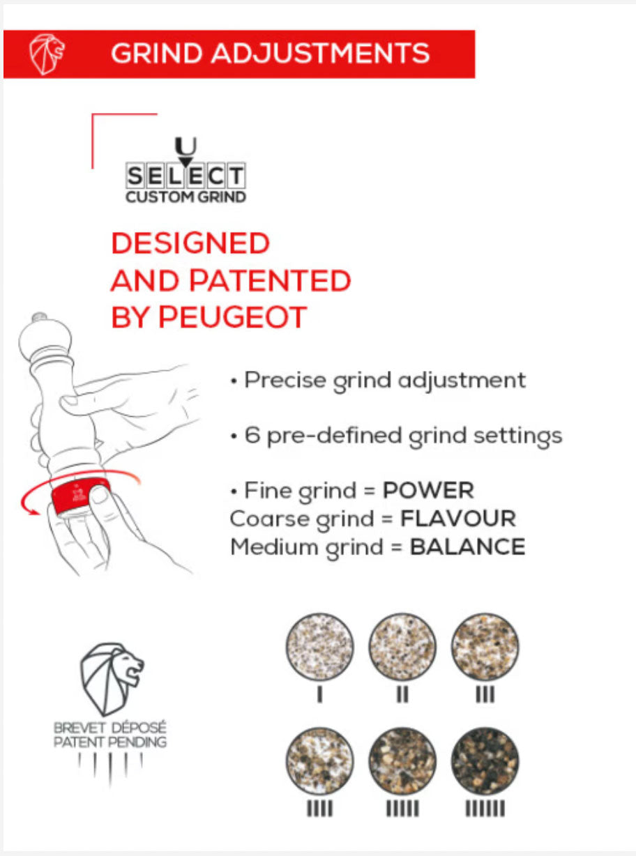 Peugeot Paris u'Select Pepper & Salt Mill, Passion Red Lacquer 7-in
