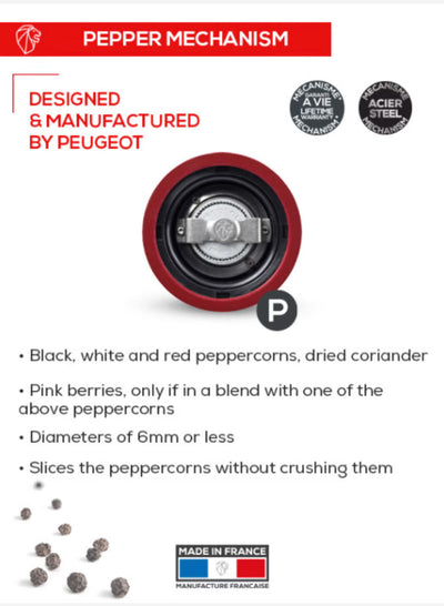 Peugeot Paris u'Select Pepper & Salt Mill, Passion Red Lacquer 7-in