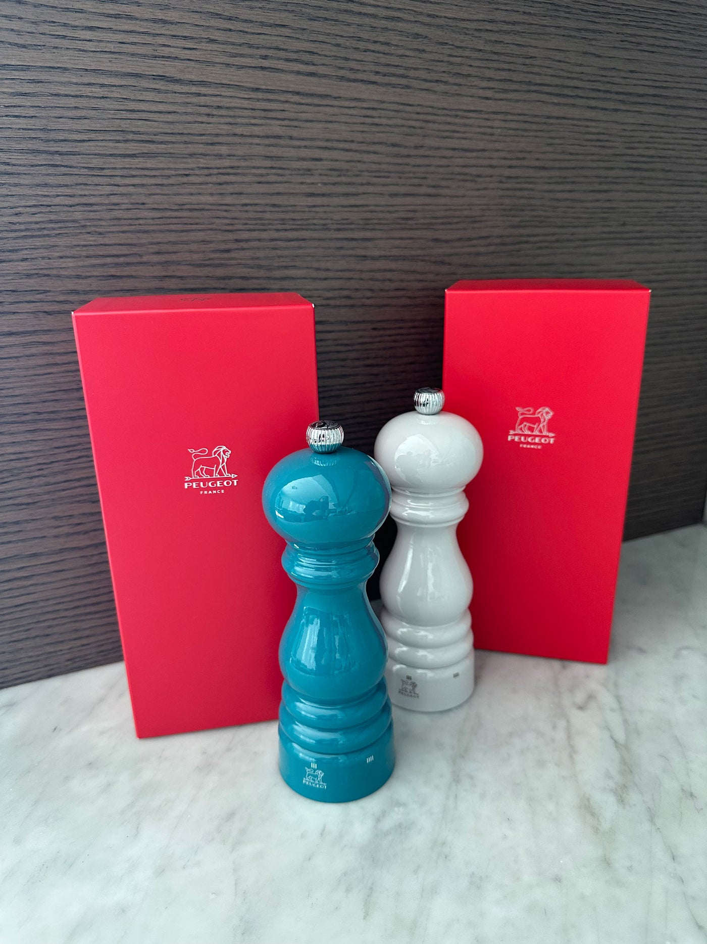 Peugeot Paris u'Select Pepper & Salt Mill Set 7-in, Pacific Blue, Pearl Grey - Gift Boxed