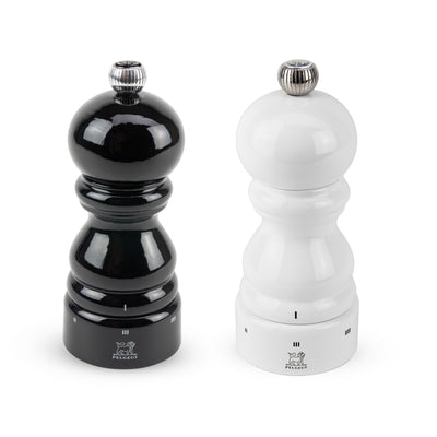 Peugeot Paris u'Select Black and White Lacquer Pepper & Salt Mill Set, 4.75-in