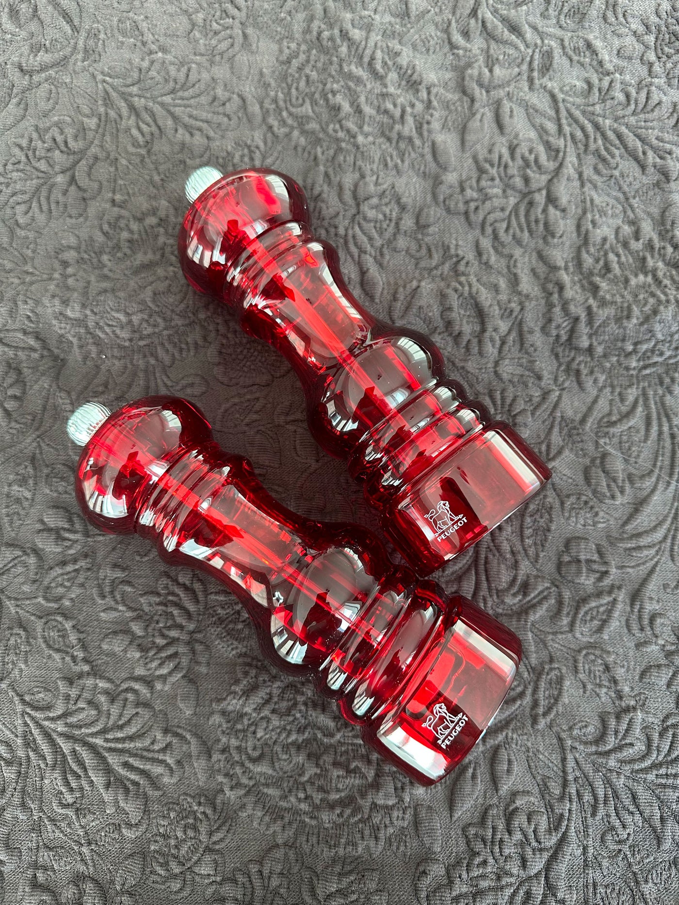Peugeot Podium Duo Pepper Mill and Salt Mill 7-in, Red Acrylic, Gift Boxed
