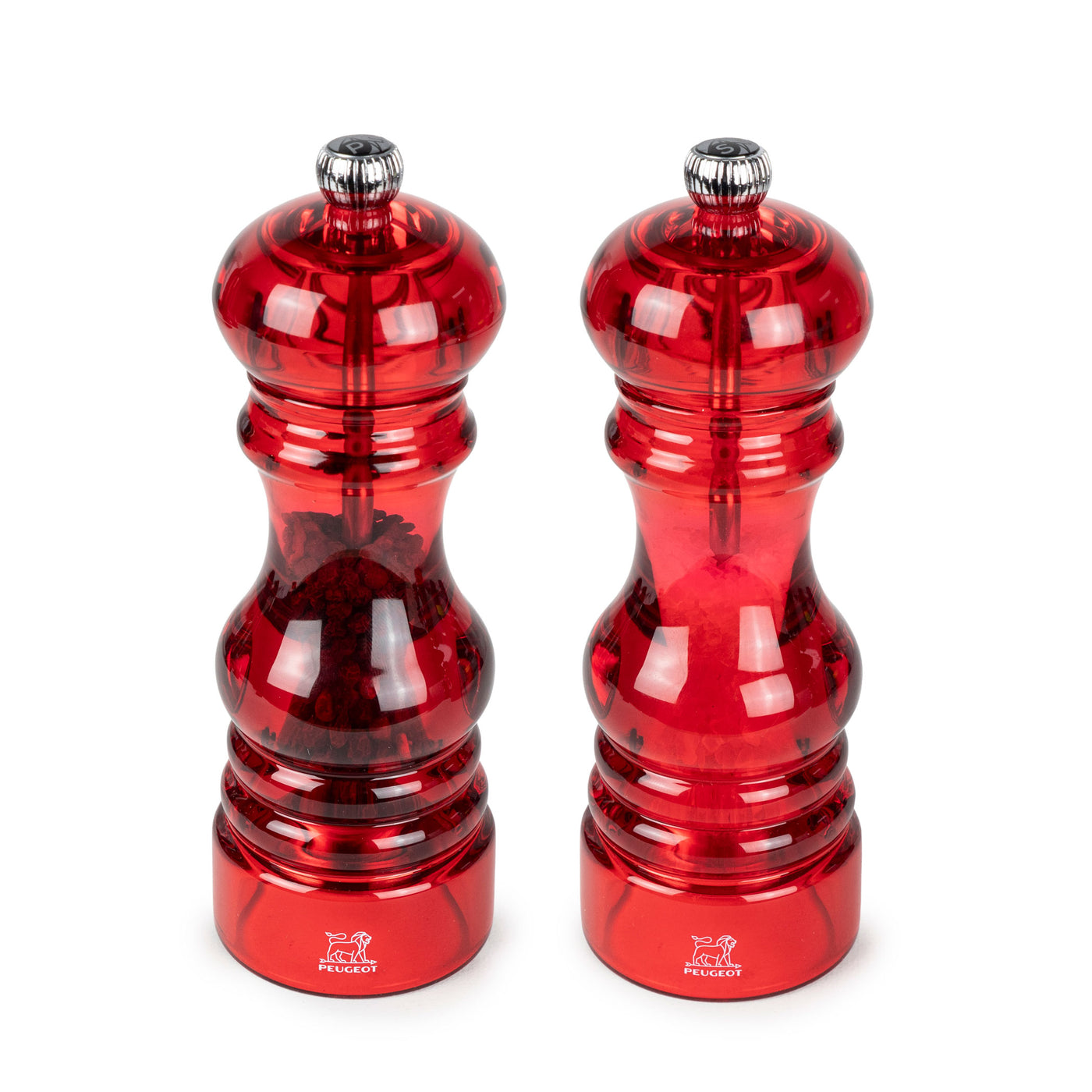 Peugeot Podium Duo Pepper Mill and Salt Mill 7-in, Red Acrylic, Gift Boxed