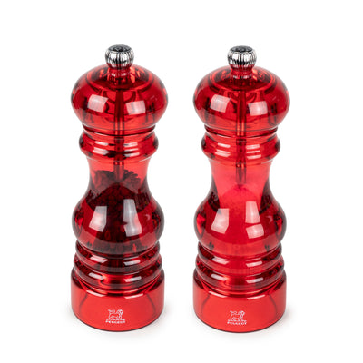 Peugeot Podium Duo Pepper Mill and Salt Mill 7-in, Red Acrylic, Gift Boxed