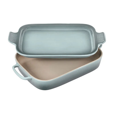 Le Creuset Stoneware Rectangular Dish with Platter Lid, 3-Quart, Sea Salt - Kitchen Universe