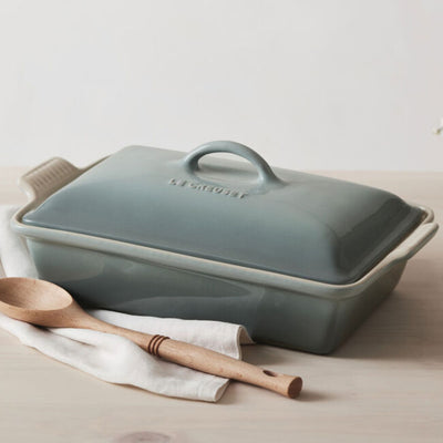 Le Creuset Heritage Stoneware Rectangular Casserole With Lid, 4-Quart, Sea Salt - Kitchen Universe
