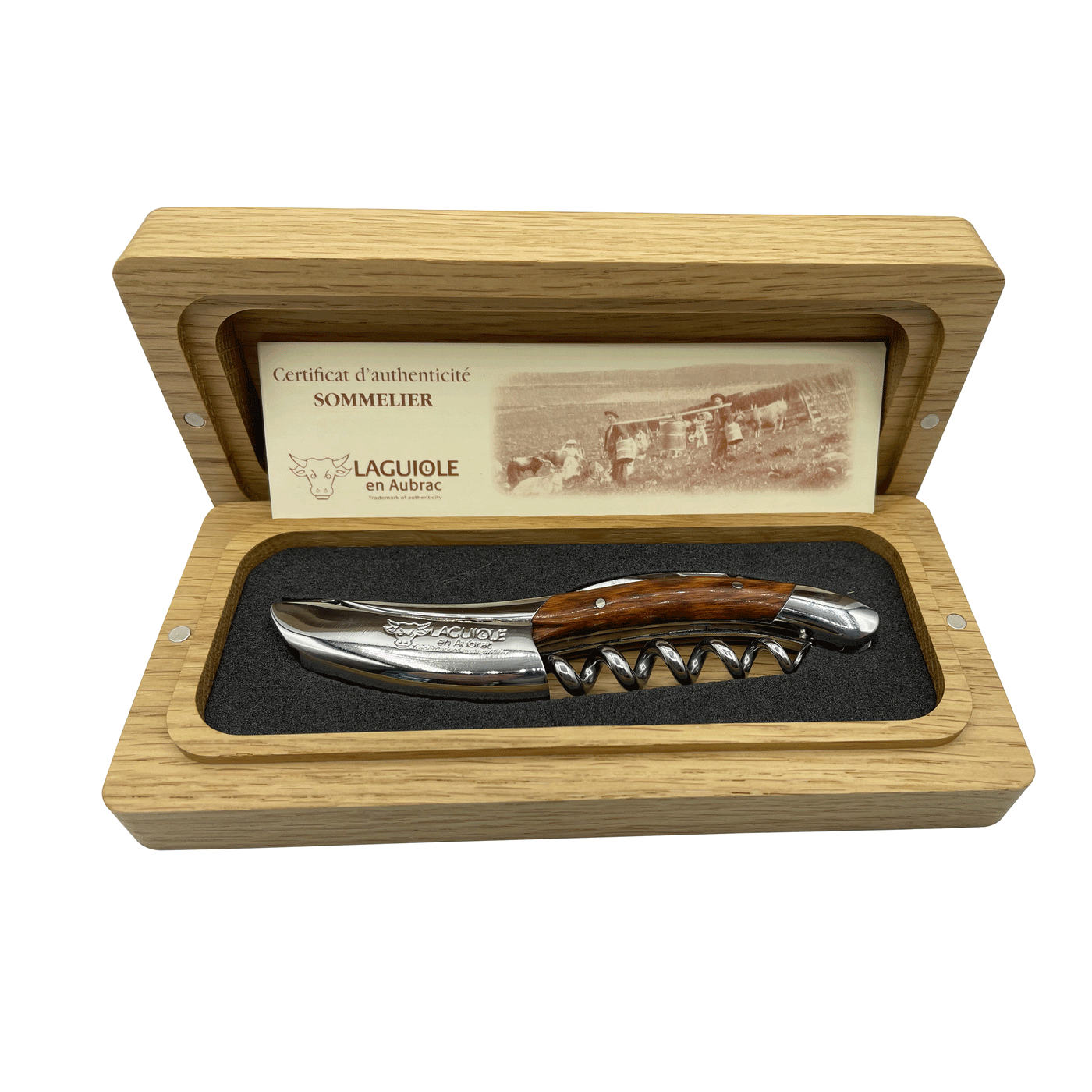 Laguiole en Aubrac Deluxe Sommelier Waiter's Corkscrew with Amourette Wood Handle - Kitchen Universe