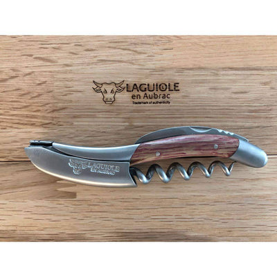 Laguiole en Aubrac Sommelier Corkscrew Wine Opener, Barrel Wood Red Tainted Handle - Kitchen Universe