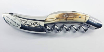 Laguiole en Aubrac Deluxe Sommelier Waiter's Corkscrew Shiny Bolster with Mammoth Ivory Crust Handle - Kitchen Universe