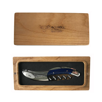 Laguiole en Aubrac Deluxe Sommelier Waiter's Corkscrew with Juma Blue Handle - Kitchen Universe