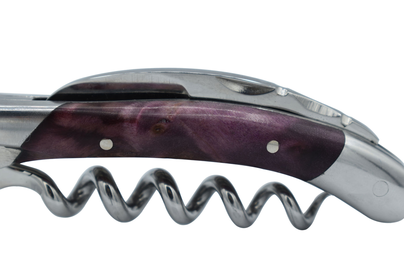 Laguiole en Aubrac Deluxe Sommelier Waiter's Corkscrew with Stabilized Purple Poplar Burl Handle, Polished Bolster - Kitchen Universe