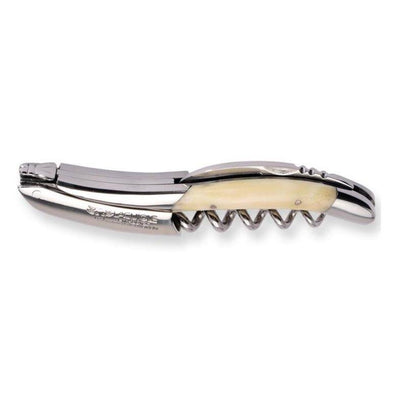 Laguiole en Aubrac Deluxe Sommelier Waiter's Corkscrew with Zebu Bone Handle, Polished Bolster - Kitchen Universe