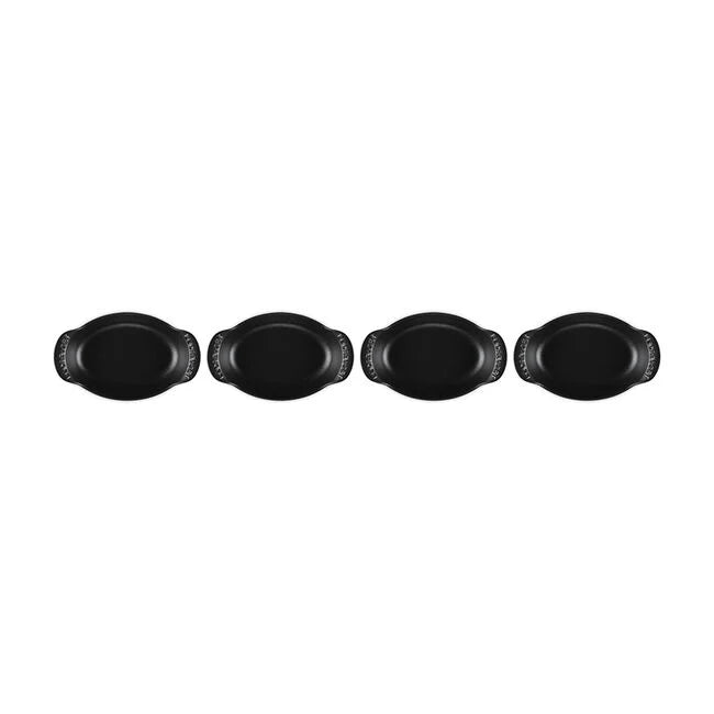 Le Creuset Gourmand Collection 4-Piece Mini Oval Baker Set, 0.3-Quart, Matte Black