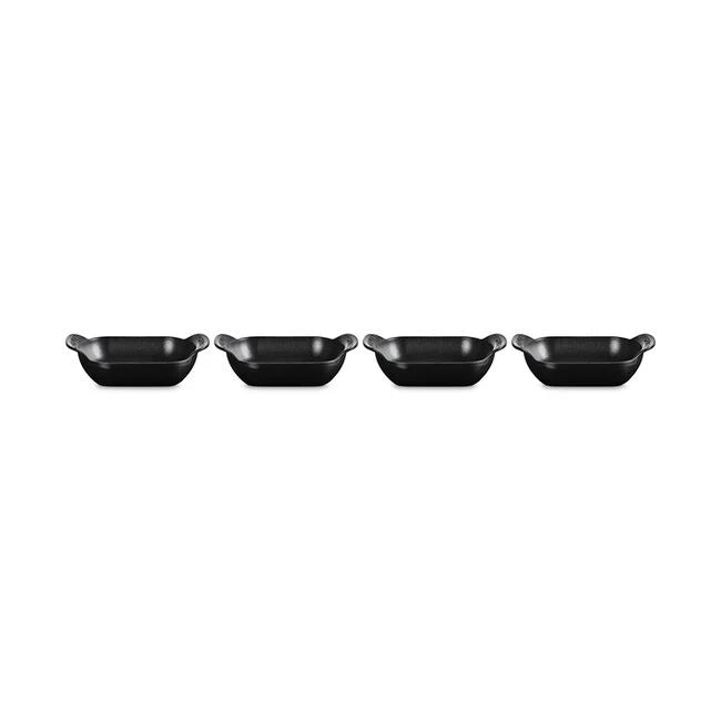 Le Creuset Gourmand Collection 4-Piece Mini Rectangular Baker Set, 0.3-Quart, Matte Black - Kitchen Universe
