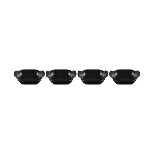 Le Creuset Gourmand Collection 4-Piece Mini Rectangular Baker Set, 0.3-Quart, Matte Black - Kitchen Universe