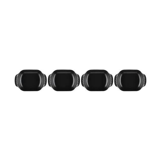 Le Creuset Gourmand Collection 4-Piece Mini Rectangular Baker Set, 0.3-Quart, Matte Black - Kitchen Universe