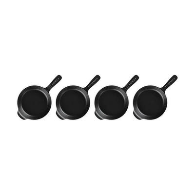 Le Creuset Gourmand Collection 4-Piece Mini Skillet Set, 0.3-Quart, Matte Black - Kitchen Universe