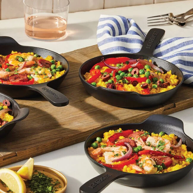 Le Creuset Gourmand Collection 4-Piece Mini Skillet Set, 0.3-Quart, Matte Black - Kitchen Universe