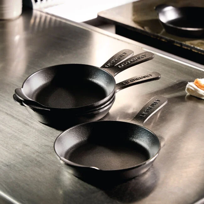 Le Creuset Gourmand Collection 4-Piece Mini Skillet Set, 0.3-Quart, Matte Black - Kitchen Universe