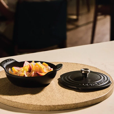 Le Creuset Gourmand Collection 4-Piece Mini Round Braiser with Lid Set, 0.3-Quart, Matte Black - Kitchen Universe