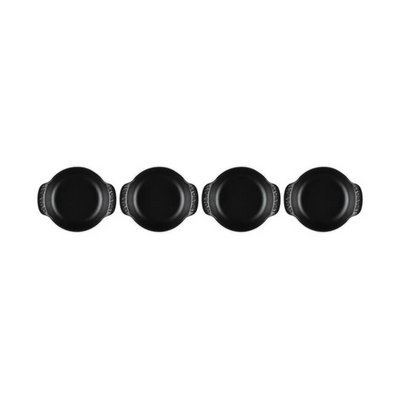 Le Creuset Gourmand Collection 4-Piece Mini Round Braiser with Lid Set, 0.3-Quart, Matte Black - Kitchen Universe