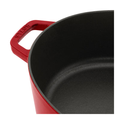 Staub Cast Iron Wide Oval Dutch Oven, 6.25-qt, Cherry - Kitchen Universe