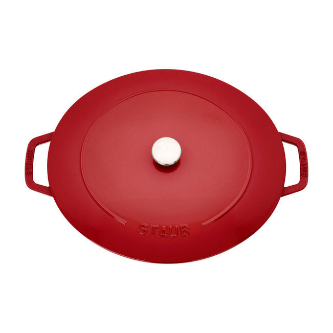 Staub Cast Iron Wide Oval Dutch Oven, 6.25-qt, Cherry - Kitchen Universe