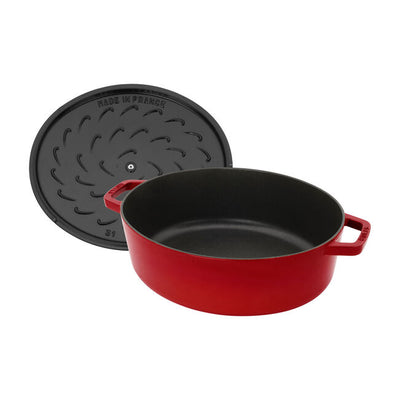 Staub Cast Iron Wide Oval Dutch Oven, 6.25-qt, Cherry - Kitchen Universe