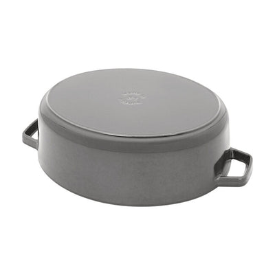 Staub Cast Iron Wide Oval Dutch Oven, 6.25-qt, Graphite Grey