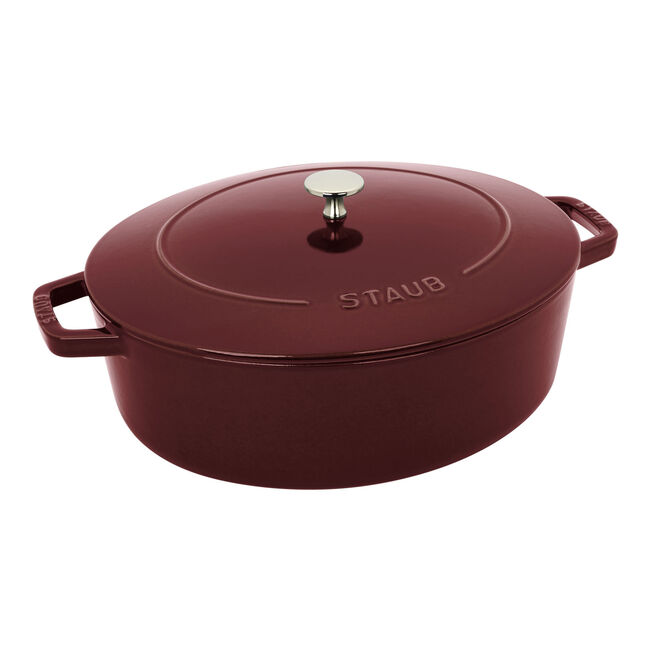Staub Cast Iron Wide Oval Dutch Oven, 6.25-qt, Grenadine