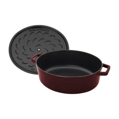 Staub Cast Iron Wide Oval Dutch Oven, 6.25-qt, Grenadine