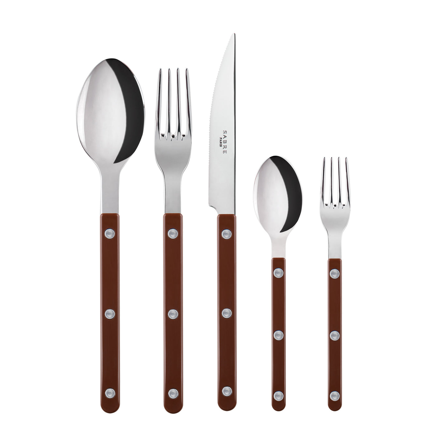 Sabre Bistrot 5-Piece Flatware Set, Chocolate