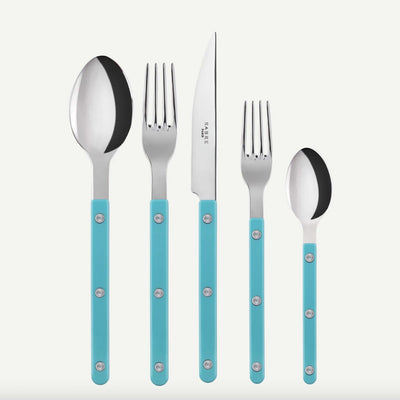 Sabre Bistrot 5-Piece Flatware Set, Turquoise - Kitchen Universe
